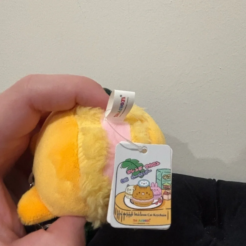Plush Yellow Macaroon Cat Keychain
